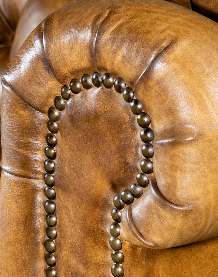 The Cotswold Chesterfield Three Seater Sofa | Caramel Brown