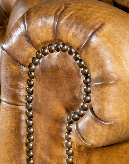The Cotswold Chesterfield Three Seater Sofa | Caramel Brown