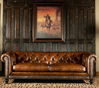 The Blenheim Chesterfield Three Seater Sofa | Dark Caramel Brown