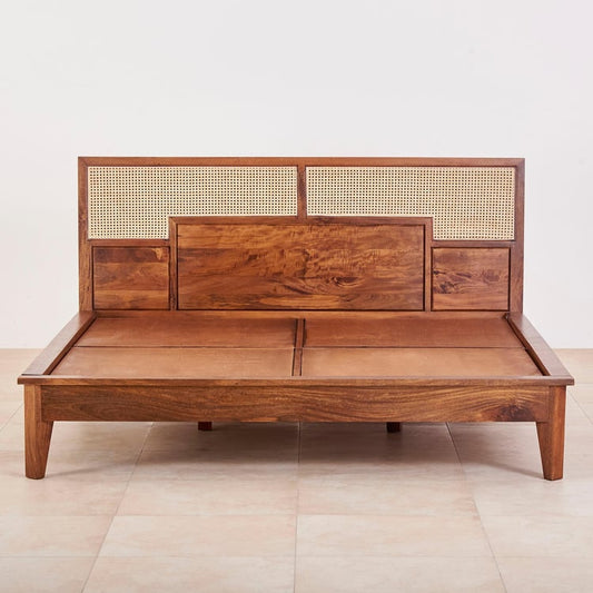 The Viceroy Canopy Platform Bed | Sheesham Wood | Rattan