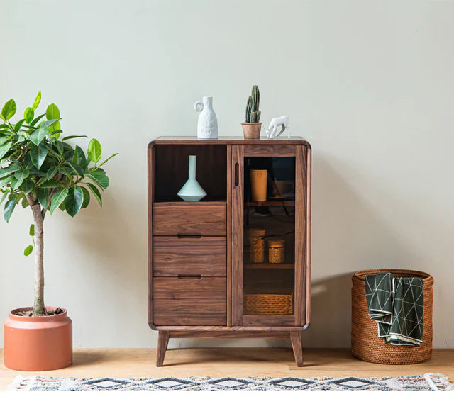 Morocco Low Cupboard Cabinet Storage | Premium Teak Wood | Dark Finish