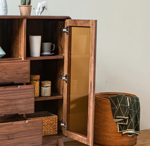 Morocco Low Cupboard Cabinet Storage | Premium Teak Wood | Dark Finish