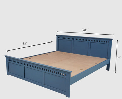 Blossom Blue Platform Bed | Mango Wood