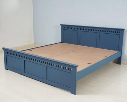Blossom Blue Platform Bed | Mango Wood