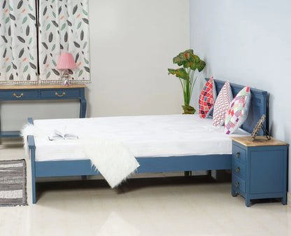 Blossom Blue Platform Bed | Mango Wood