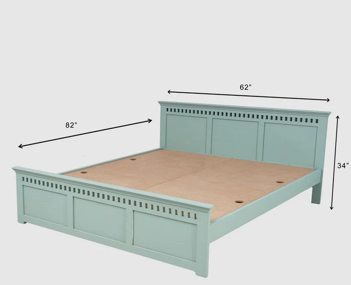 Blossom Green Platform Bed | Mango Wood
