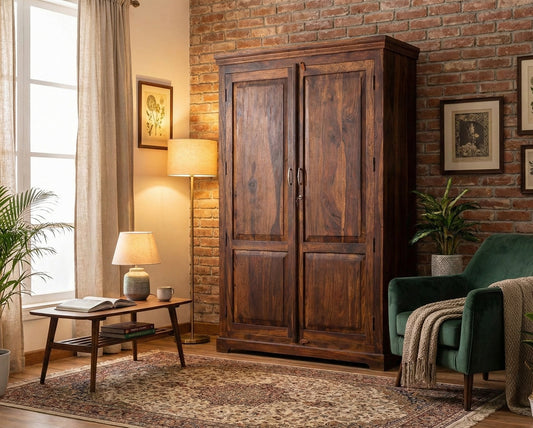 Heritage Cupboard Wardrobe | Acacia Wood | Honey Finish