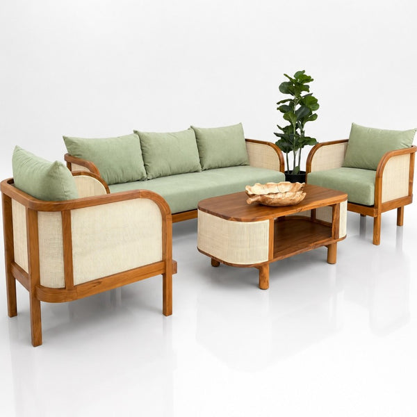 The Mehnok Sofa Set 3+1+1 | Teak Wood
