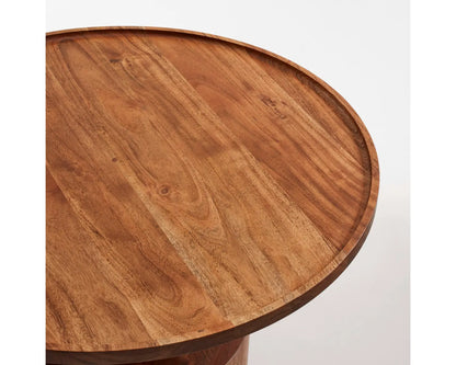 Wooden round table top on a white background
