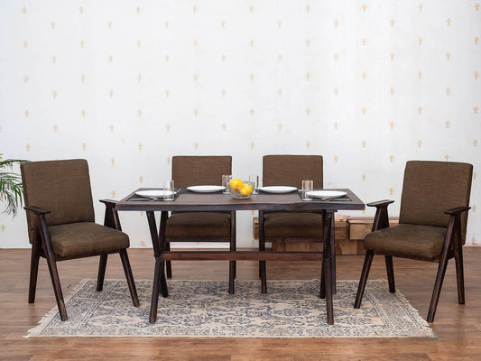 The Century Live Edge 4 Seater Dining Set | Acacia Wood | Provincial Teak Finish