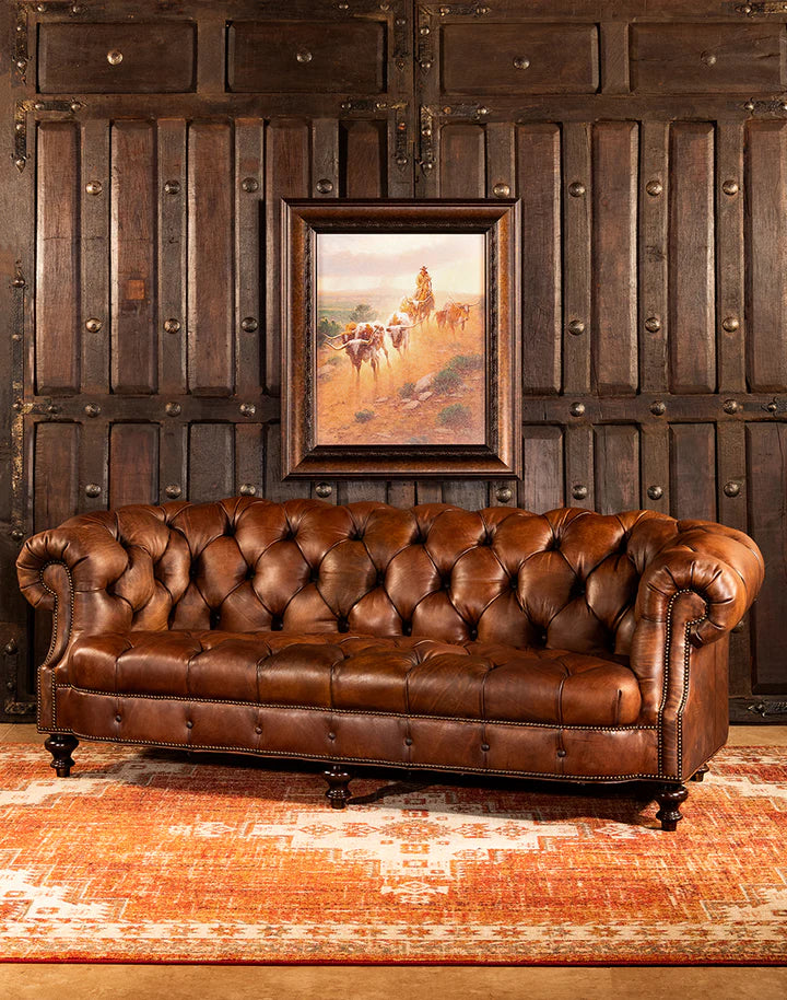 The Kensington Chesterfield Three Seater Sofa | Caramel Brown