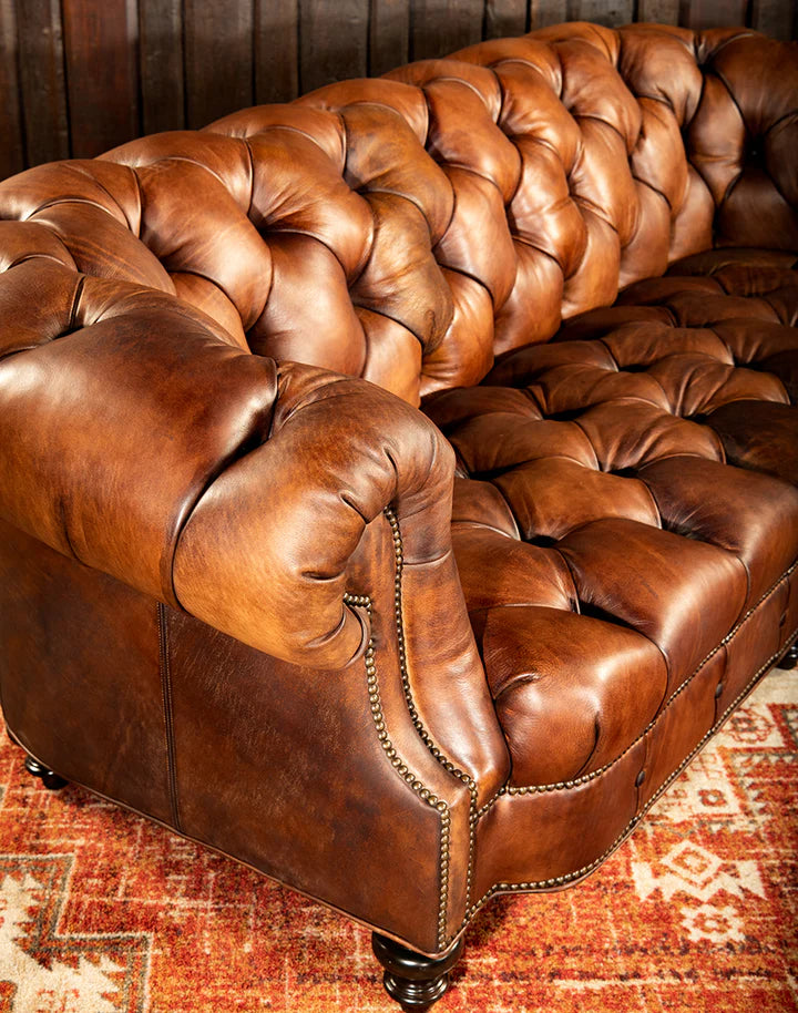 The Kensington Chesterfield Three Seater Sofa | Caramel Brown
