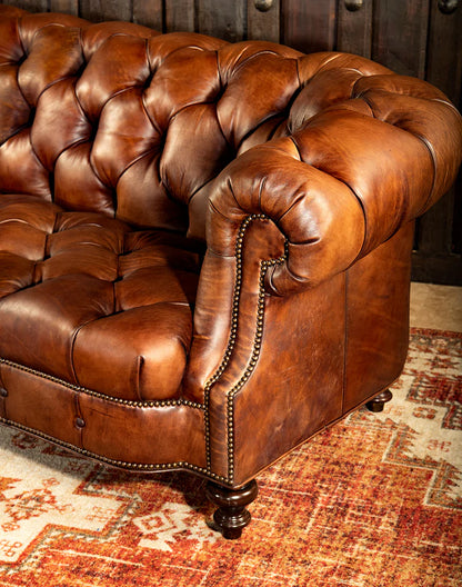 The Kensington Chesterfield Three Seater Sofa | Caramel Brown