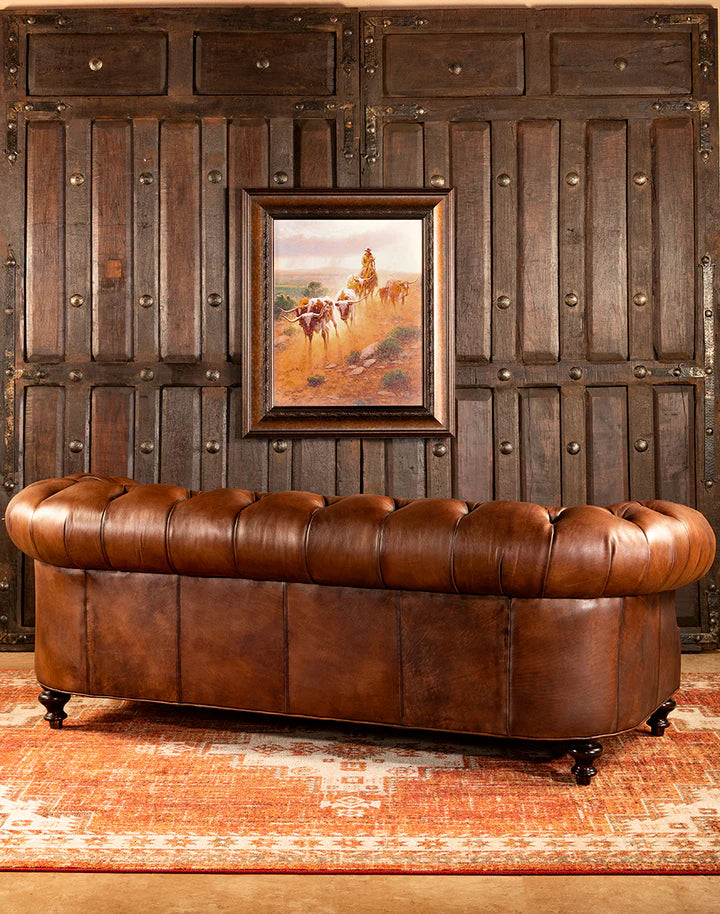 The Kensington Chesterfield Three Seater Sofa | Caramel Brown