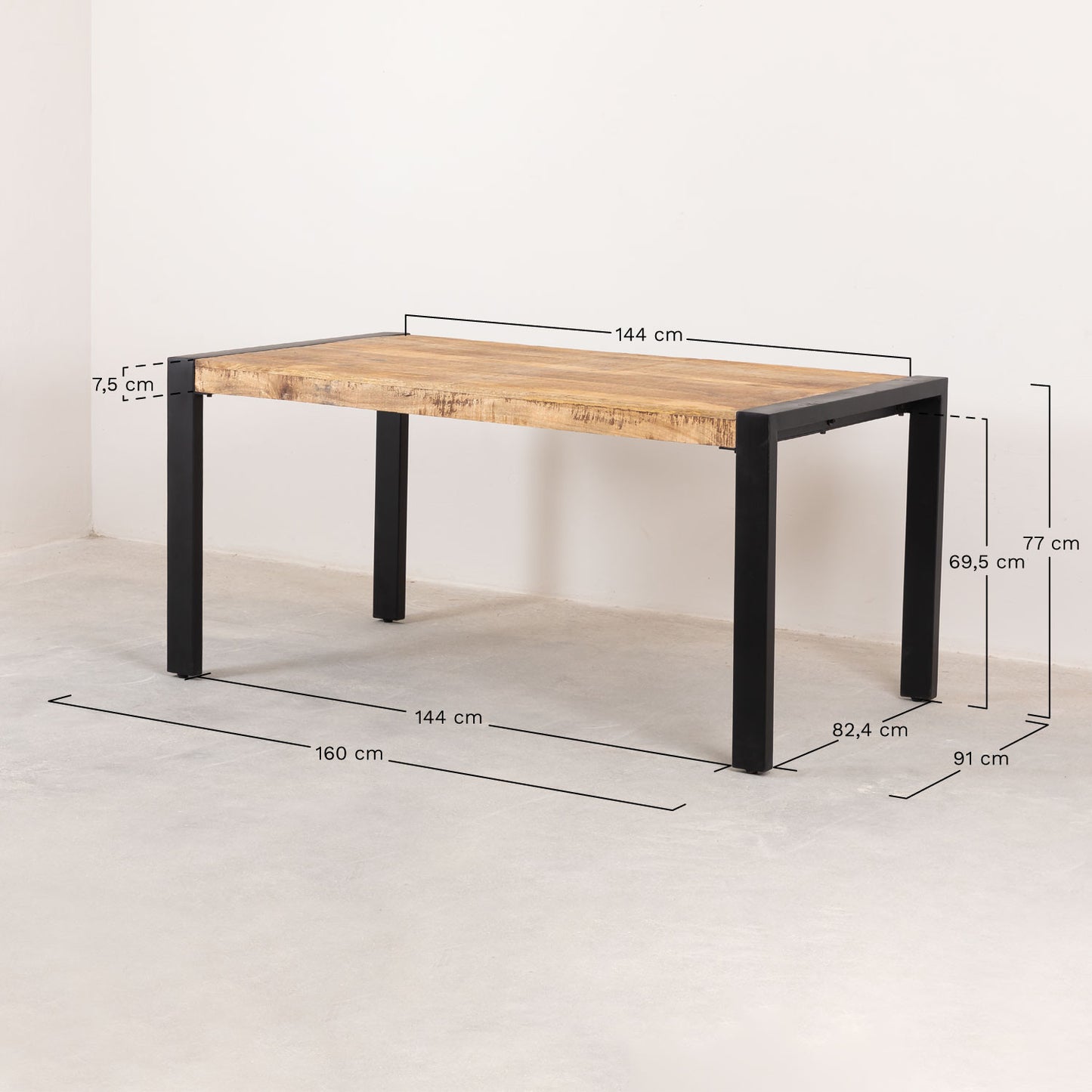 The Darian Dining Table | Rustic Finish | Solid Wood