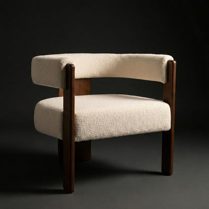 Vellum Modern Upholstered Accent Chair | Teak Wood