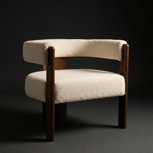 Vellum Modern Upholstered Accent Chair | Teak Wood