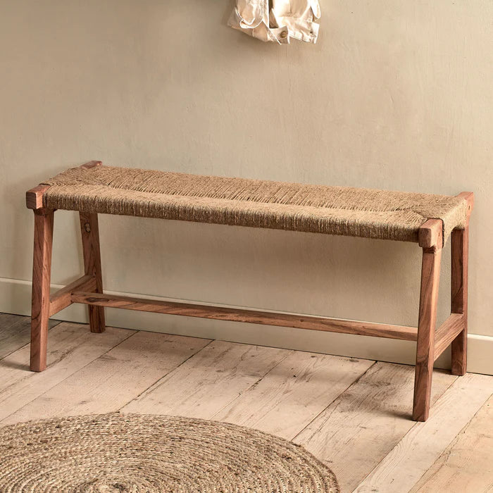 Vela Rope Woven Bench | Acacia Wood