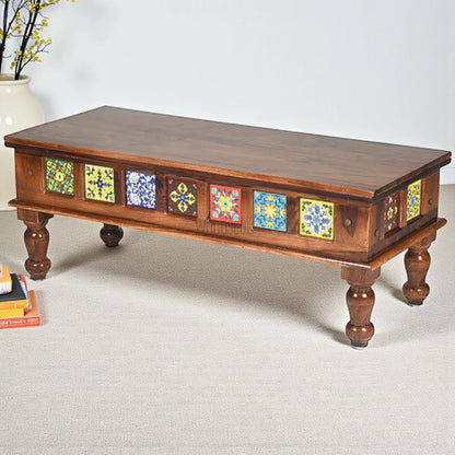 Rang Mahal Hand Painted Center Coffee Table | Sheesham Wood