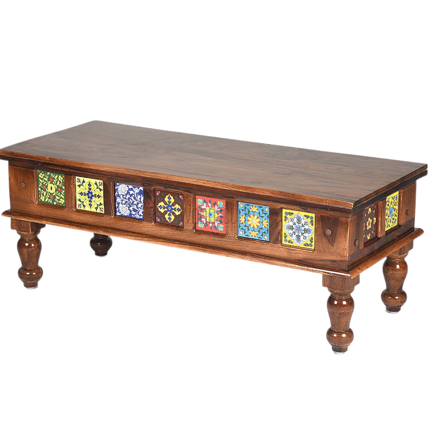 Rang Mahal Hand Painted Center Coffee Table | Sheesham Wood