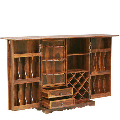 Rang Mahal Foldable Bar Cabinet Double Door | Sheesham Wood