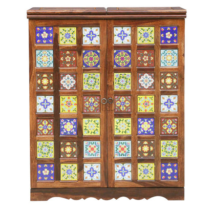 Rang Mahal Foldable Bar Cabinet Double Door | Sheesham Wood