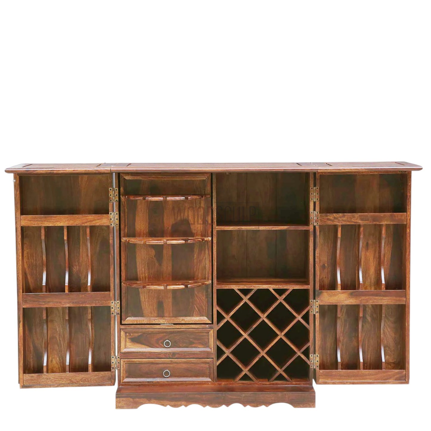 Rang Mahal Foldable Bar Cabinet Double Door | Sheesham Wood