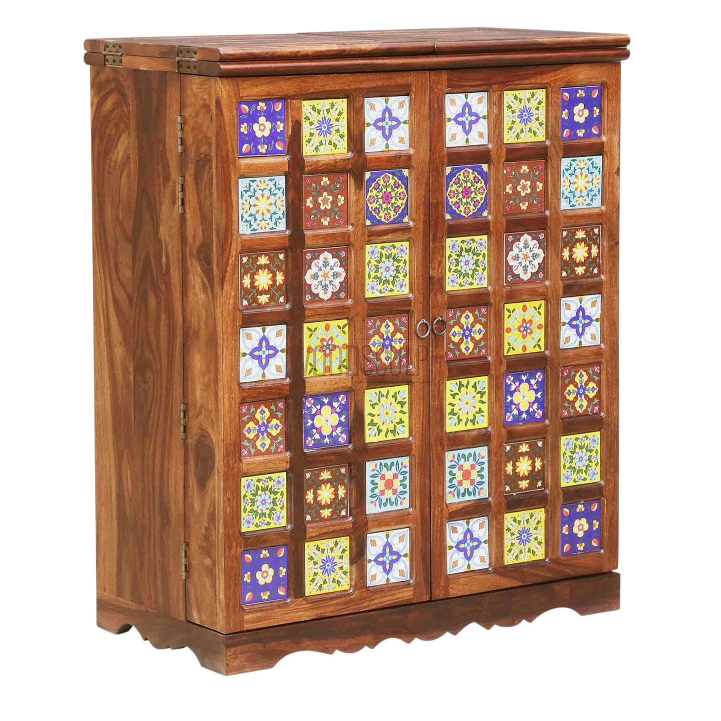 Rang Mahal Foldable Bar Cabinet Double Door | Sheesham Wood