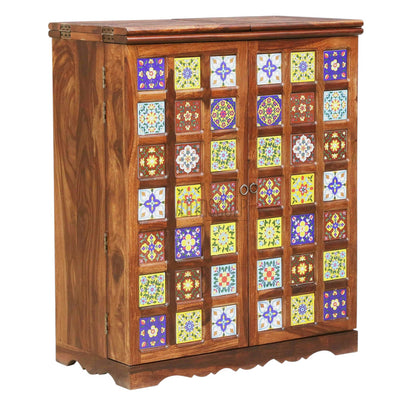 Rang Mahal Foldable Bar Cabinet Double Door | Sheesham Wood