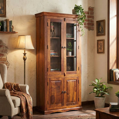 Heritage Display Storage Cabinet | Acacia Wood | Honey Finish