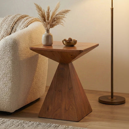 Four Edge Accent Table Acacia Wood