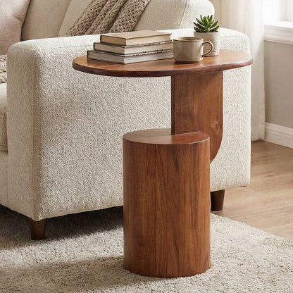 Round End Table Mango Wood