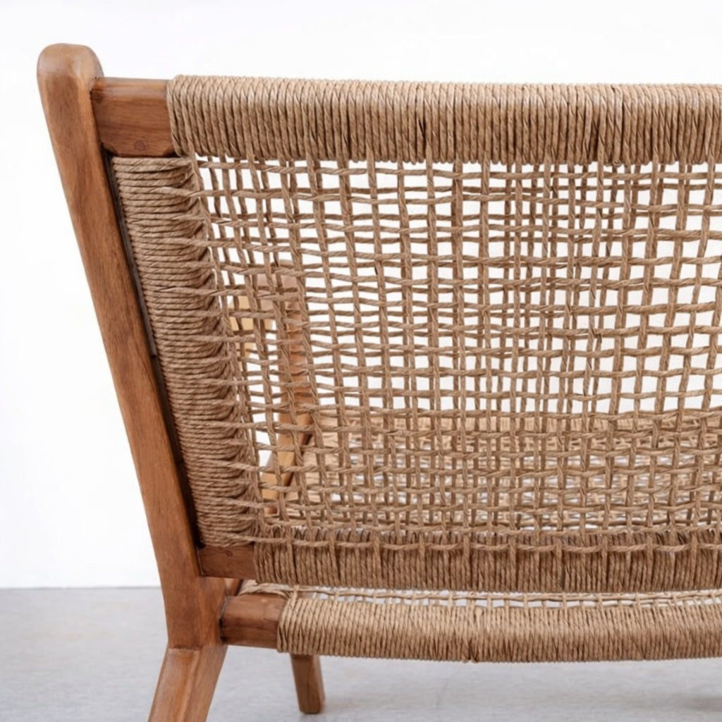 The Lumina Outdoor Rope Chair With Stool | Premium Acacia Wood