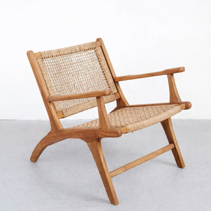 The Lumina Outdoor Rope Chair With Stool | Premium Acacia Wood